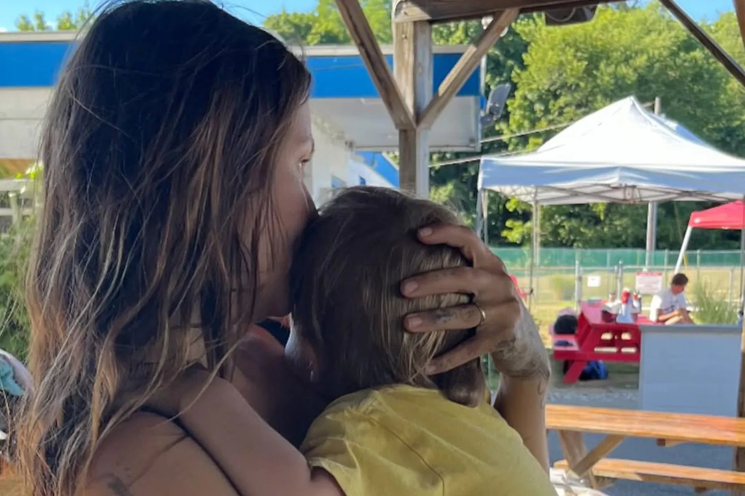 Domino Kirk Badgley and her child