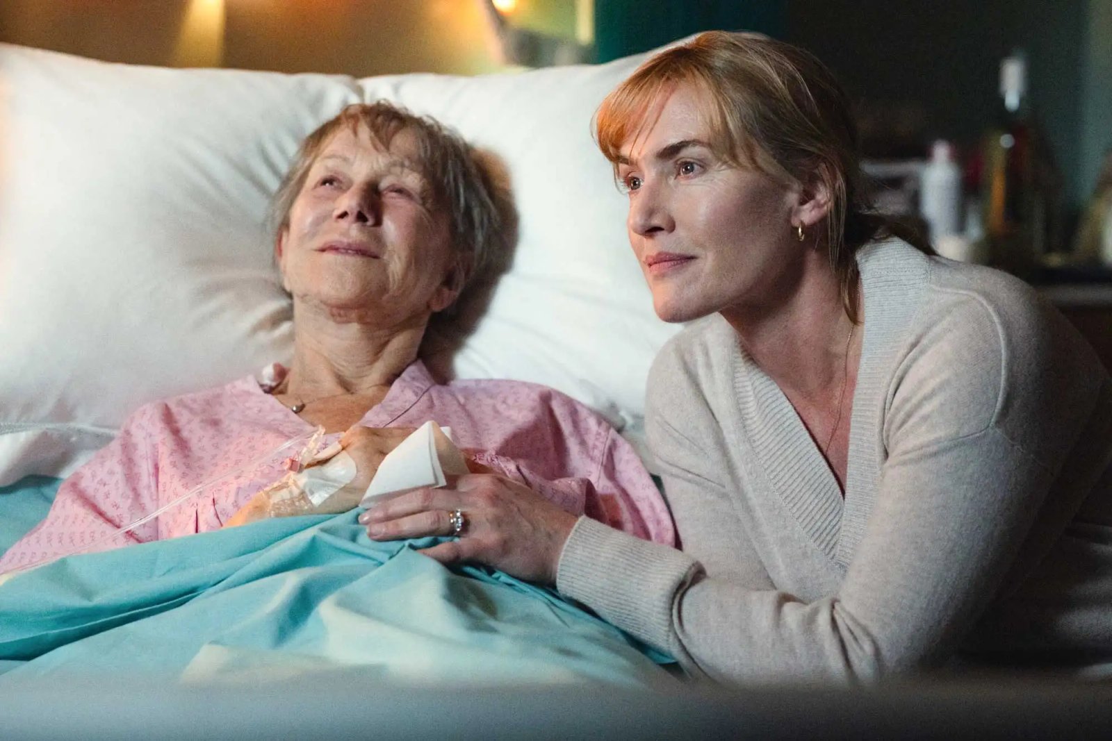 Goodbye June. (L to R) Helen Mirren as June, Kate Winslet as Julia in Goodbye June