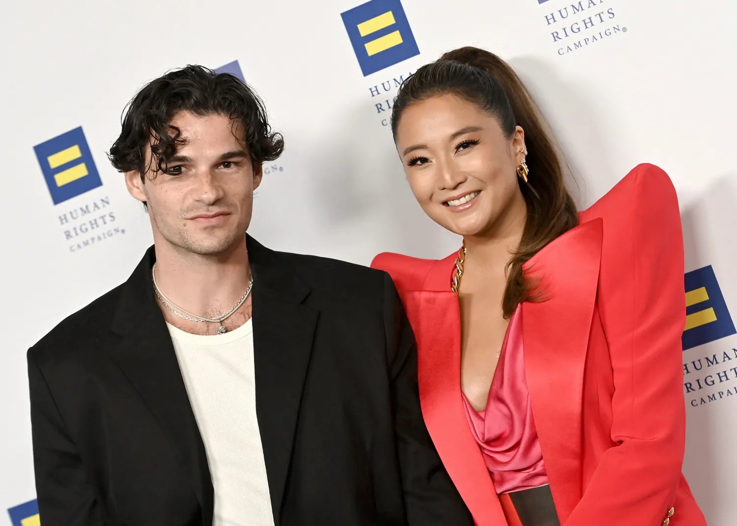 Paul Forman and Ashley Park on the red carpet