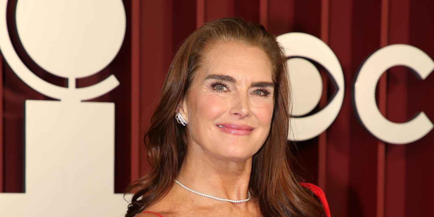 Brooke Shields Shines in a Sparkly Slip Dress Alongside Her Daughters in Holiday Photos