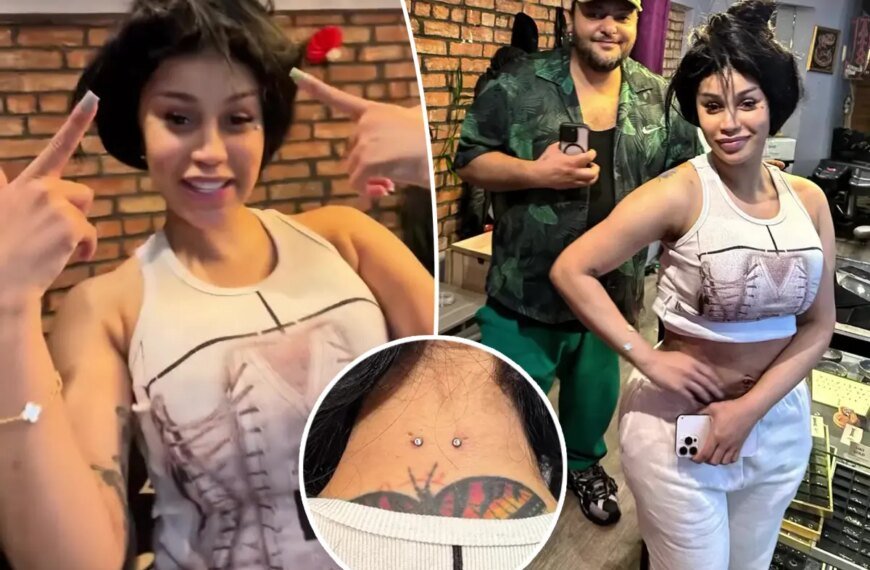 Cardi B Shows Off Her Fresh Neck and Back Piercings
