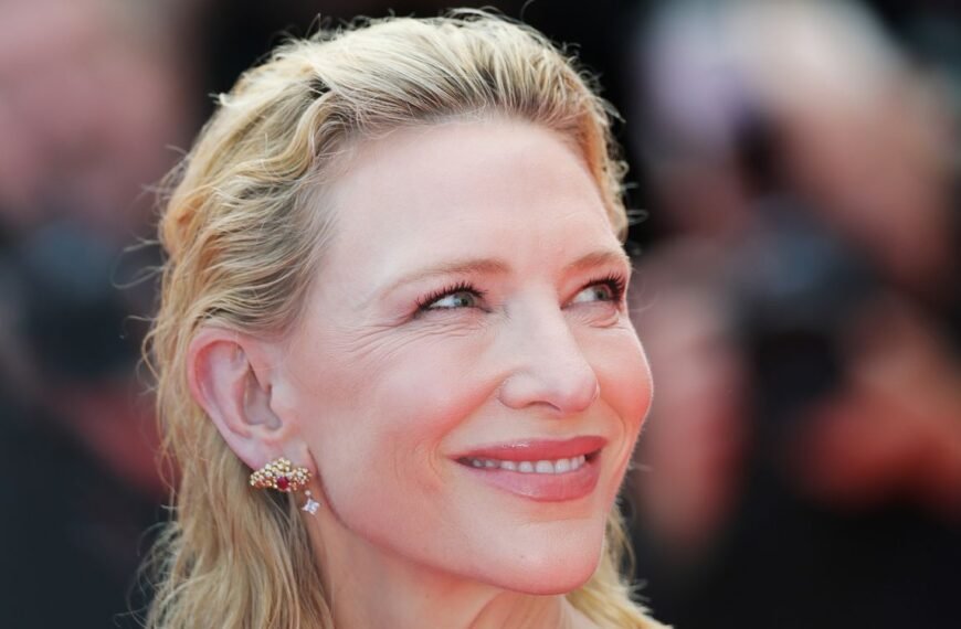 Cate Blanchett Styles a Chic Off-the-Shoulder LBD with a Lace-Trimmed Bra