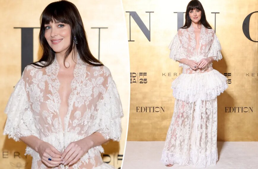 Dakota Johnson Stuns in Elegant White Lace at the Red Sea International Film Festival
