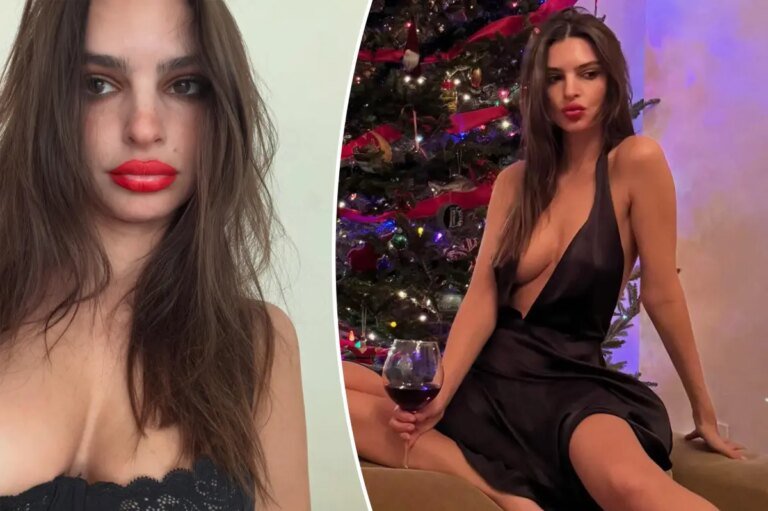 Emily Ratajkowski Shines in a Stunning Satin Dress This Christmas