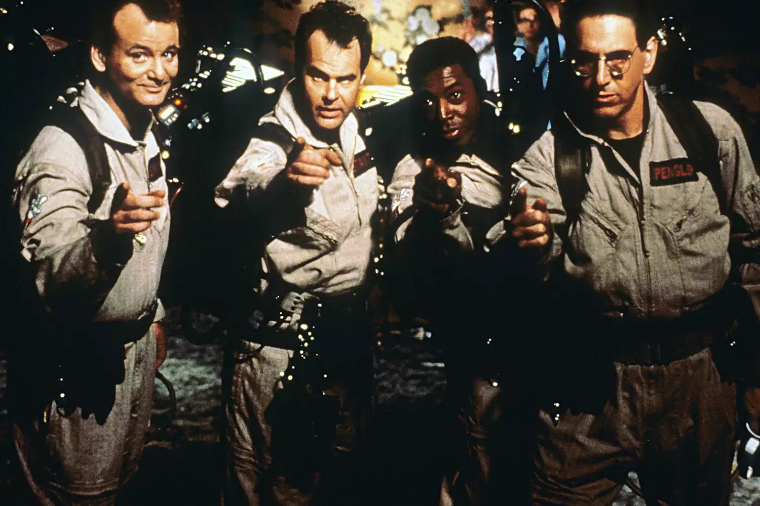 Bill Murray, Dan Aykroyd, Ernie Hudson, Harold Ramis in GHOSTBUSTERS