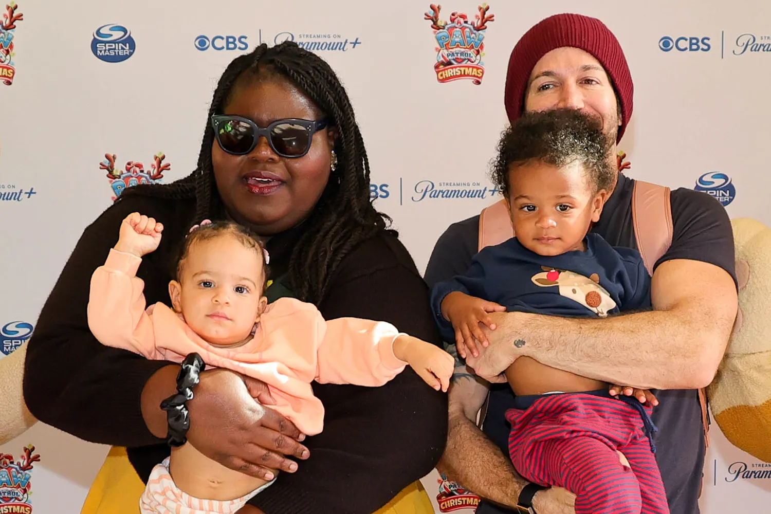 Gabourey Sidibe, Brandon Frankel, and family at the PAW Patrol Christmas Special Advance Screening
