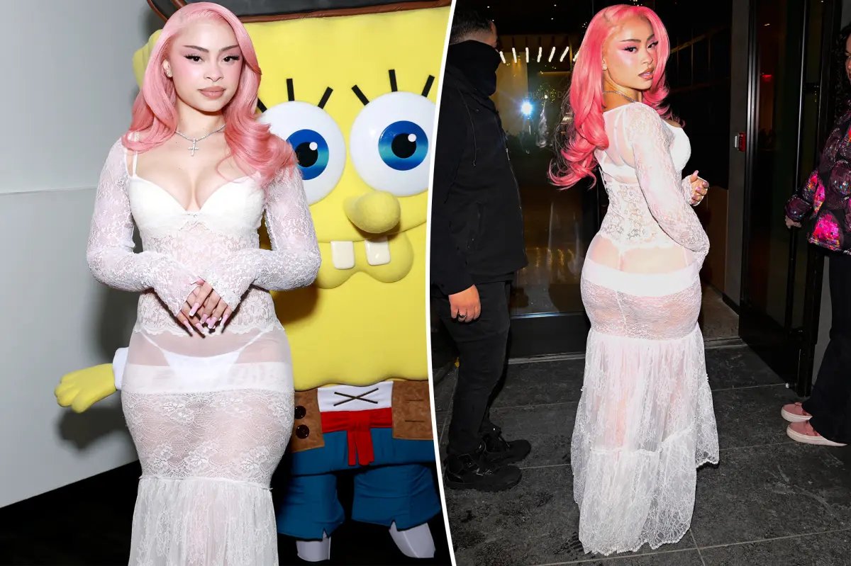Ice Spice Stuns in Sheer Lace Dress at 'SpongeBob Movie' Screening