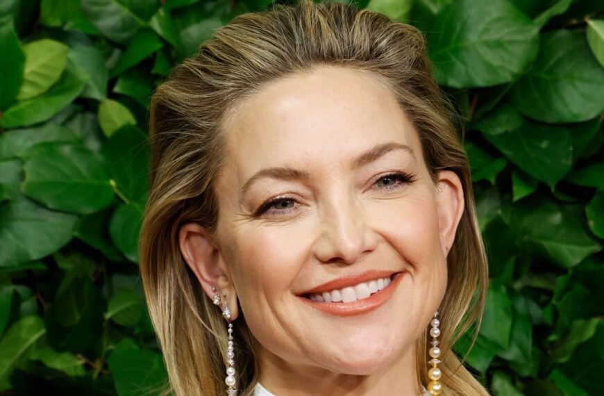 Kate Hudson Styles a Sheer White Sweater with a Unique Tattered Skirt