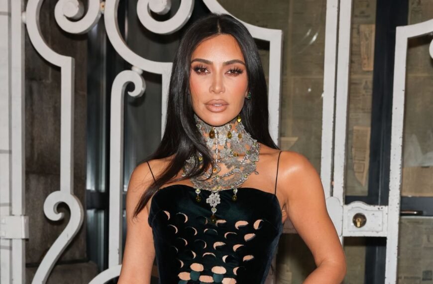 Kim Kardashian Shines in a Timeless Silver Peplum Gown and Stunning Diamonds at Age 39