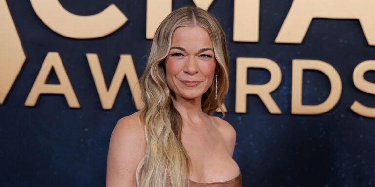 LeAnn Rimes Shows Off a Stunning Sheer Black Lace Corset Dress with Eye-Catching Side Cutouts