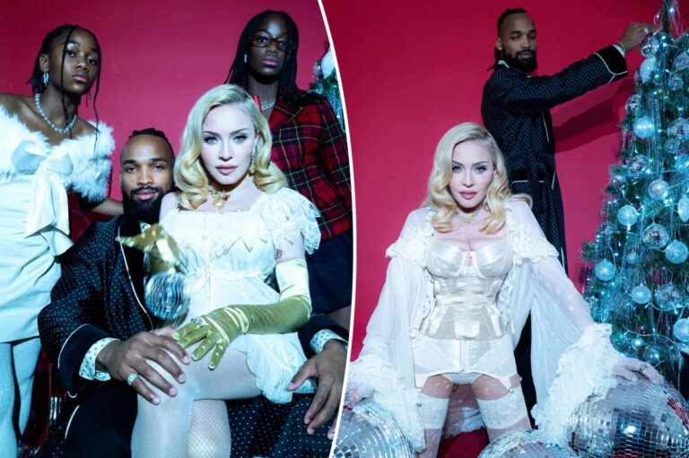 Madonna Celebrates Christmas with Daughters and Boyfriend in Fun Lingerie Shoot