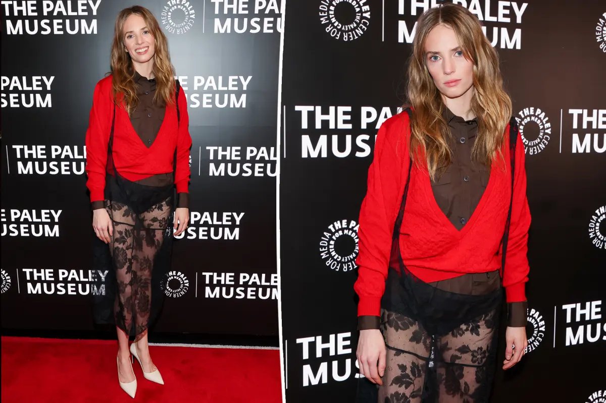 Maya Hawke Dazzles in a Sheer Lace Prada Skirt That Highlights Her Legs