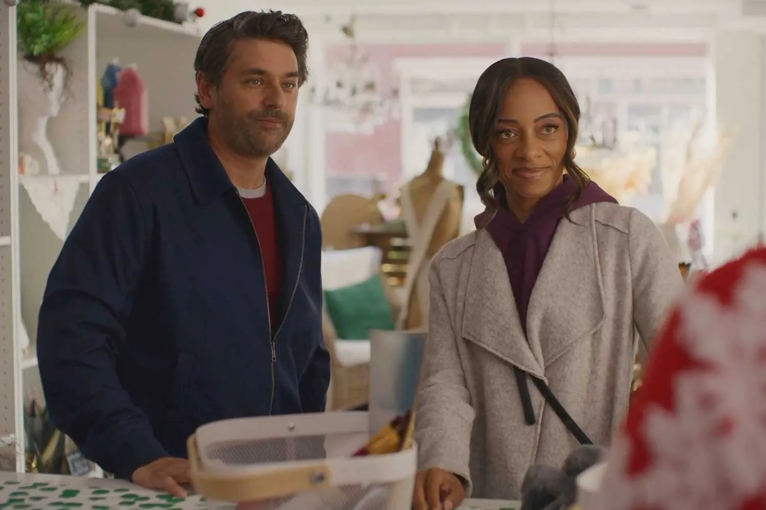 Mark Ghanimé and Nischelle Turner in A Runaway Bride for Christmas