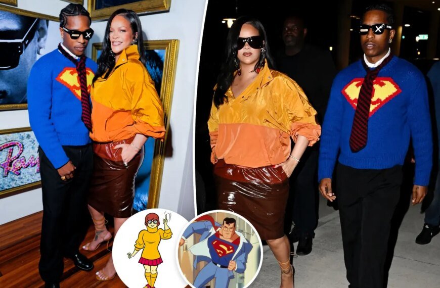Rihanna and A$AP Rocky Sport Chic Velma and Clark Kent Looks at Art Basel