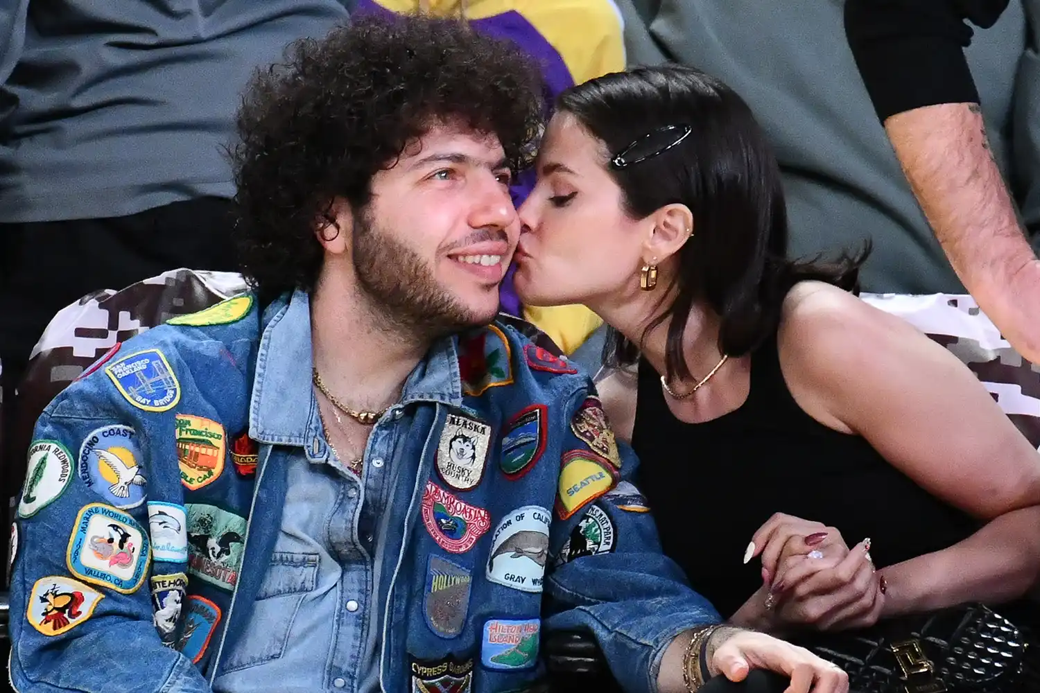 Benny Blanco and Selena Gomez at the L.A. Lakers game in Los Angeles on Nov. 30, 2025.