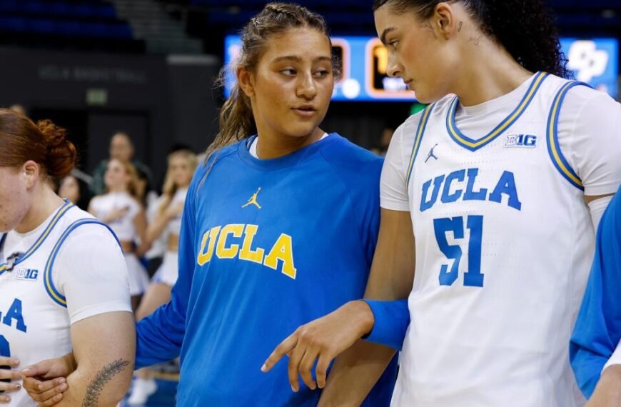 Sienna and Lauren Betts Come Together as UCLA Women’s Team Celebrates Big Win Against Cal Poly