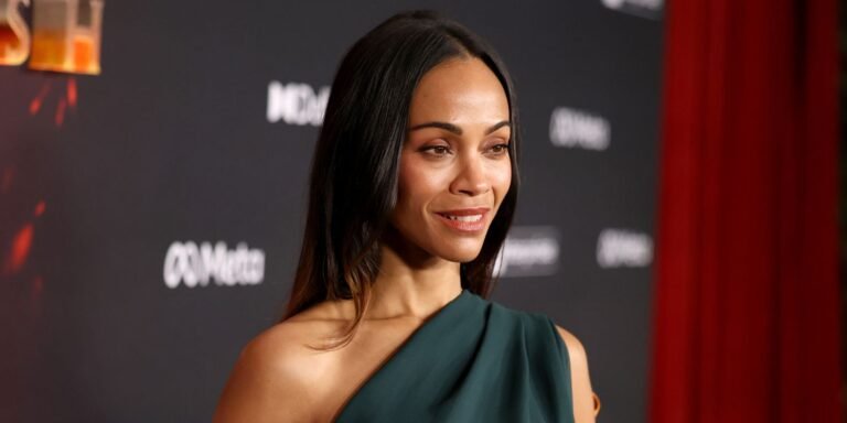 Zoe Saldaña Stuns in a Unique Leather Top with a Bold Design