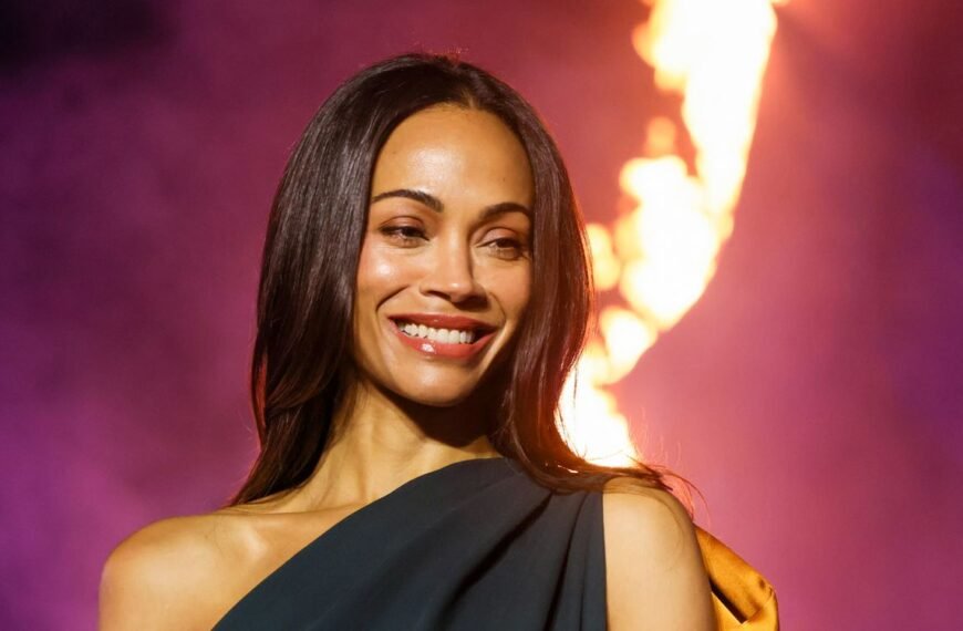 Zoe Saldaña's Unique Skirt Made from Leather Belts Delights Fashion Fans