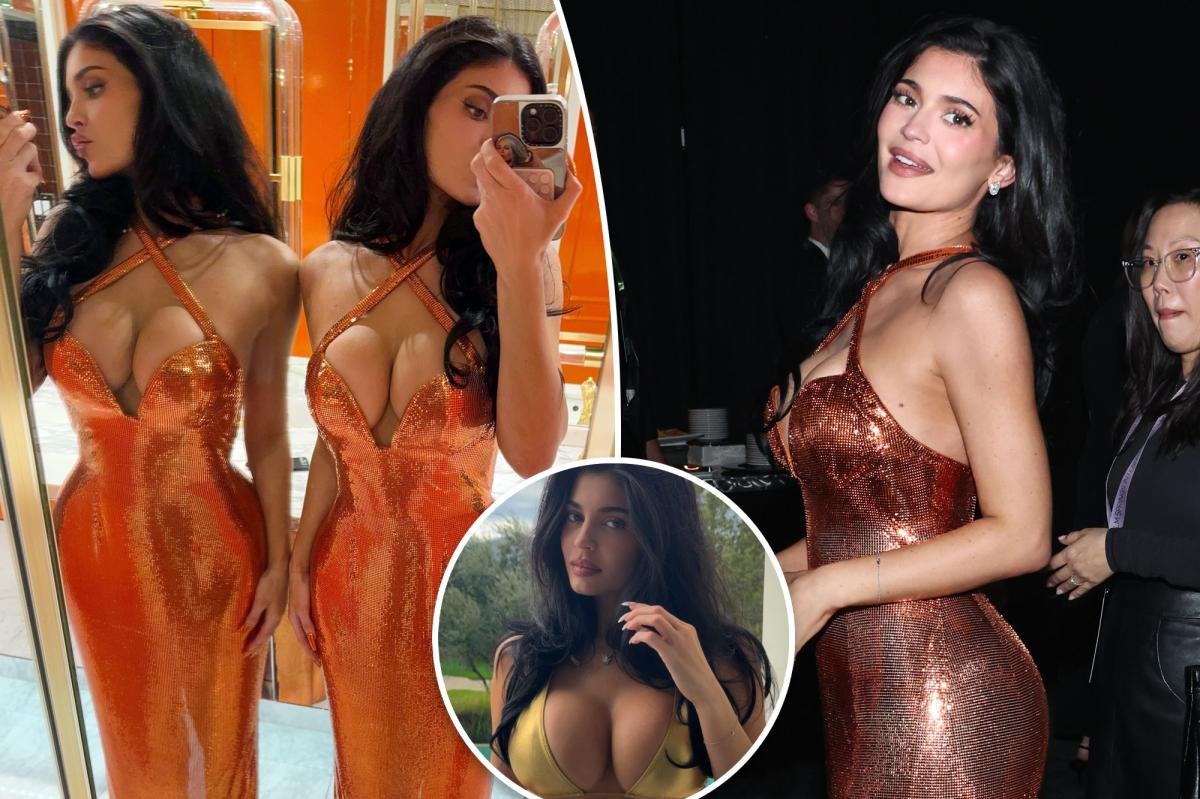 Kylie Jenner Dazzles in Orange Gown at Palm Springs Film Festival Following Her New Year in a Gold Bikini