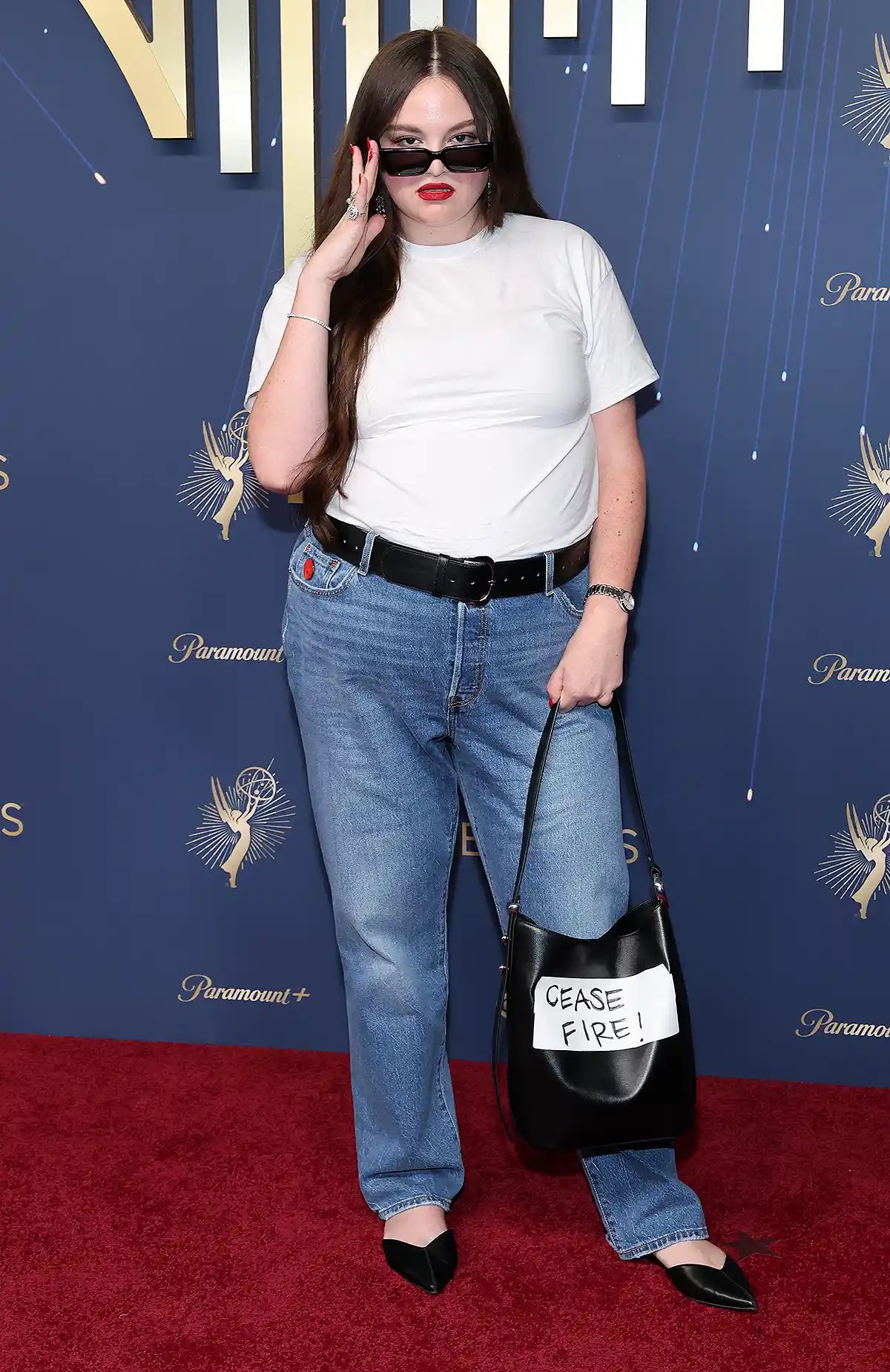 Megan Stalter attends the 77th Primetime Emmy Awards at Peacock Theater on September 14, 2025 in Los Angeles, California.