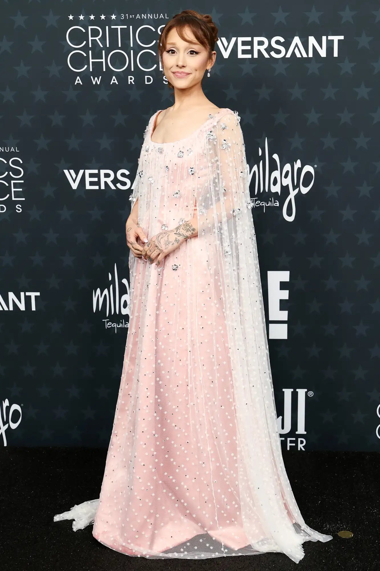 Ariana Grande attends the 31st Annual Critics Choice Awards at Barker Hangar on January 04, 2026 in Santa Monica, California.