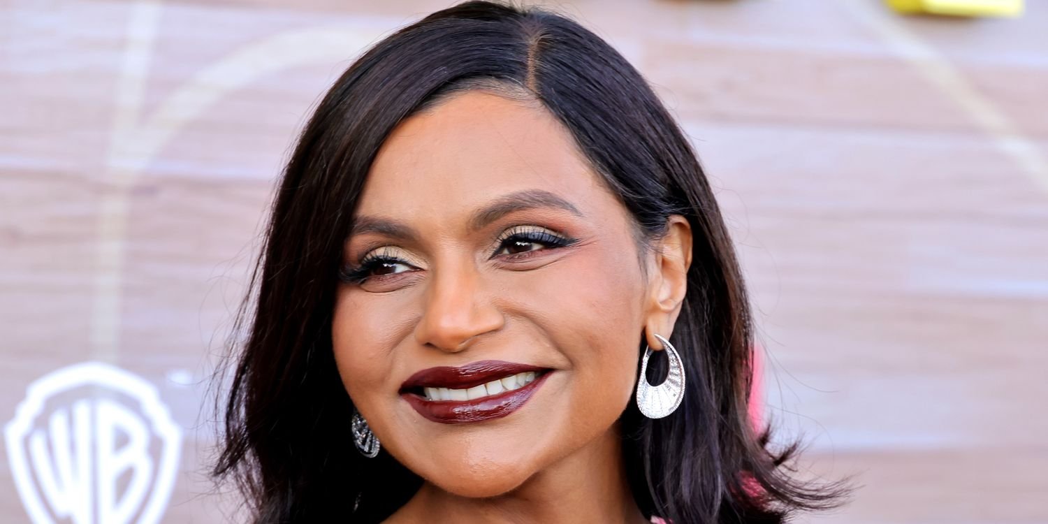 Mindy Kaling's Stylish Sleeveless Black Dress with Sequined Details and Chic Cutouts