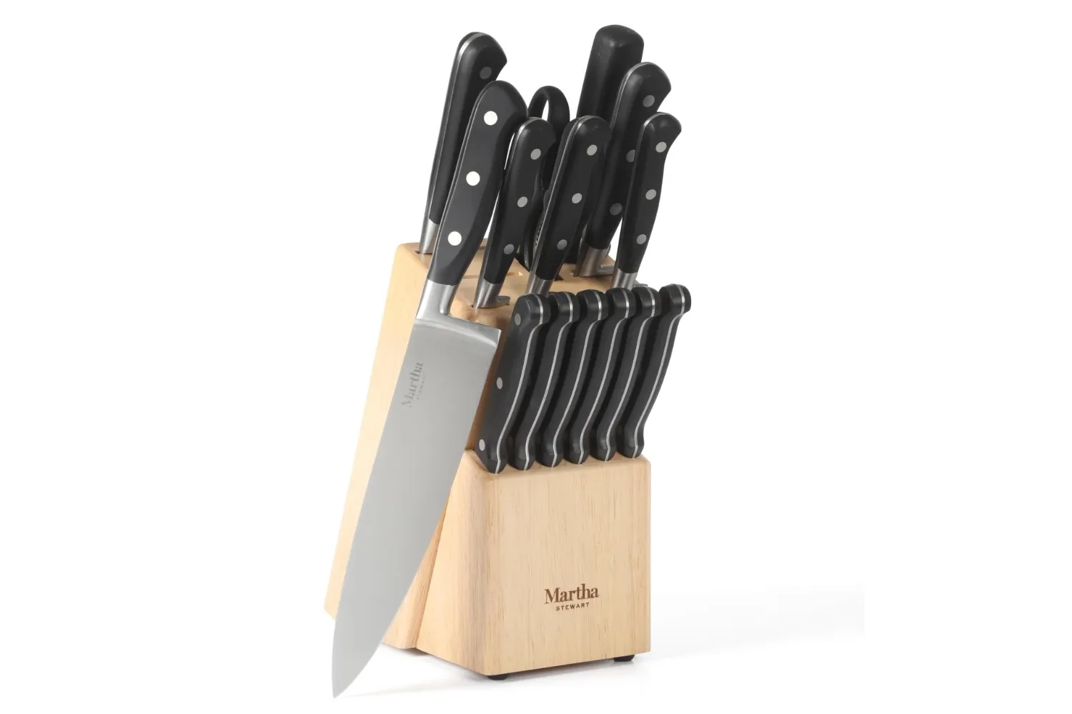 Martha Stewart Carverton 15 Piece High Carbon Stainless Steel Cutlery Kitchen Knife Block Set