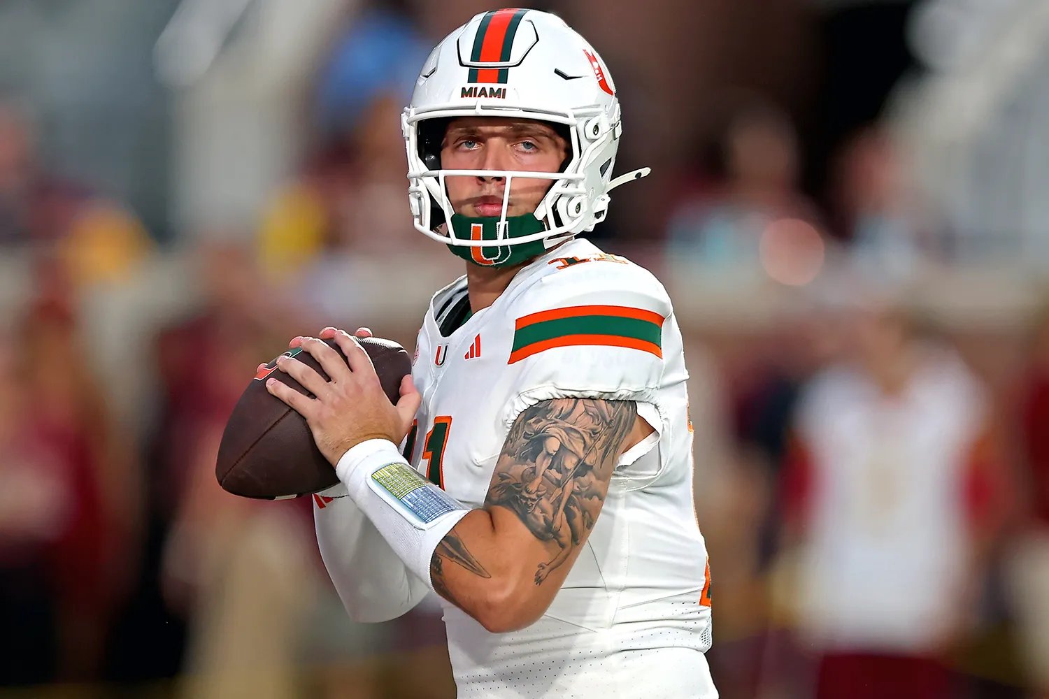 Carson Beck #11 of the Miami Hurricanes