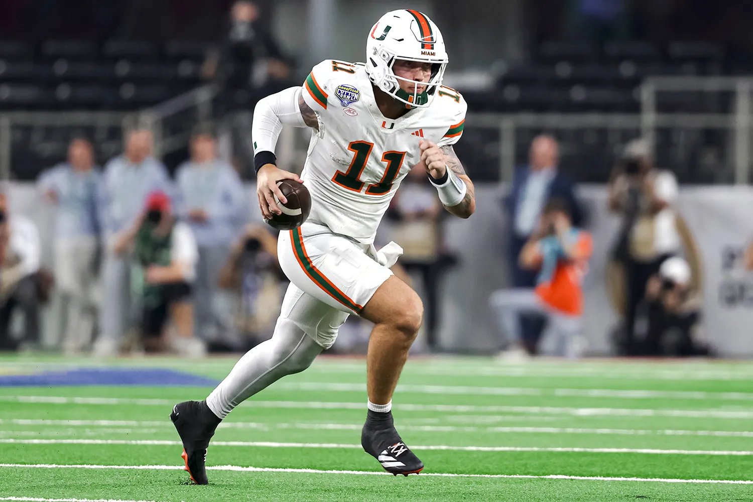 Carson Beck #11 of the Miami Hurricanes