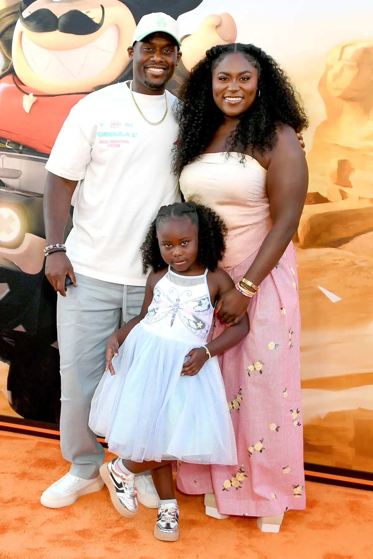 Dennis Gelin, Danielle Brooks and Freeya Carel Gelin attend Universal Pictures' "The Bad Guys 2" Premiere at TCL Chinese Theatre on July 23, 2025 in Hollywood, California.
