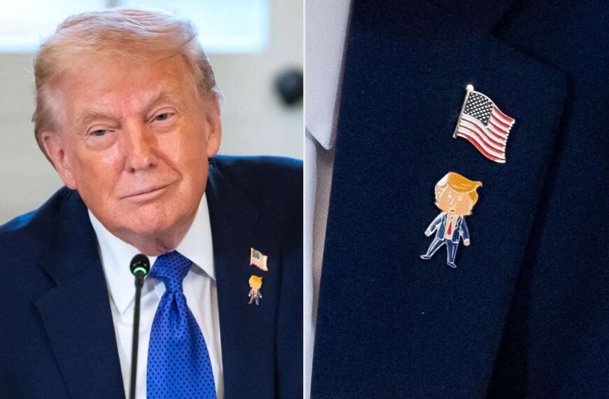 Donald Trump Sports a Personal Pin Under the American Flag and Names It 'Happy Trump'