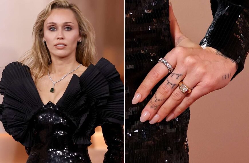 Miley Cyrus Shines in a Sequin Gown While Showing Off Her Beautiful Engagement Ring at the 2026 Golden Globes