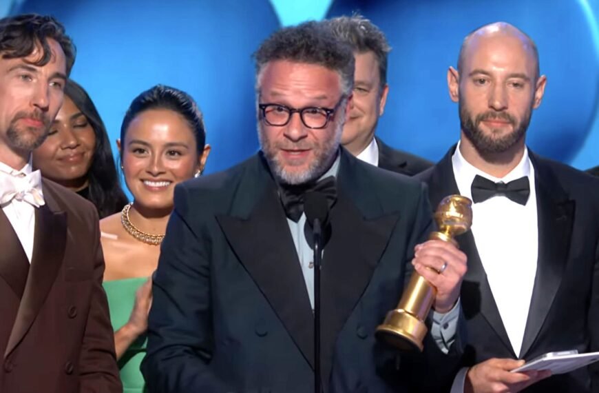 Seth Rogen Honors the Crew with His Golden Globes Win for Best Comedy 2026