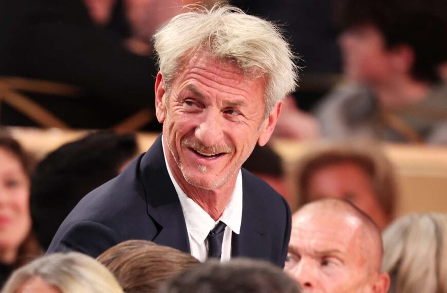 Sean Penn Caught Smoking at His Table During the Golden Globes Event