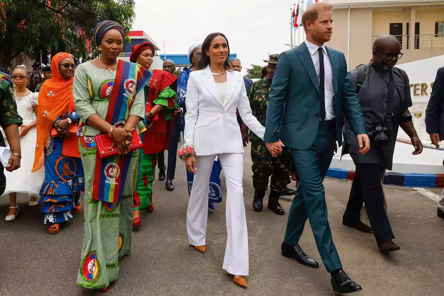 Prince Harry, Duke of Sussex and Meghan, Duchess of Sussex meet with the Chief of Defence Staff of Nigeria at the Defence Headquarters in Abuja