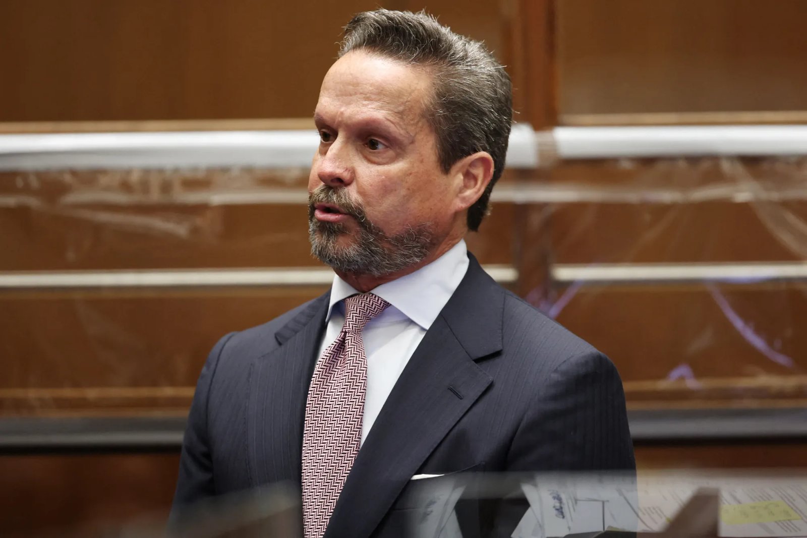 Attorney Alan Jackson addresses the court during Nick Reiner's arraignment on charges of murdering his parents Rob and Michele Reiner, at Los Angeles Superior Court on January 7, 2026, in Los Angeles, California. Jackson withdrew as Reiner's attorney and Reiner will now be represented by the county Public Defender's Office. Reiner faces two counts of first-degree murder over the double killing that sent shockwaves through Hollywood just days before Christmas. The 32-year-old was arrested on December 14 after the bodies of his filmmaker father, and his mother, photographer Michele Singer Reiner were discovered at their home in the upmarket Brentwood neighborhood of Los Angeles.