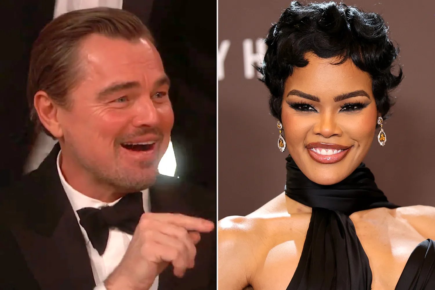 Leonardo DiCaprio and Teyana Taylor at the Golden Globes.