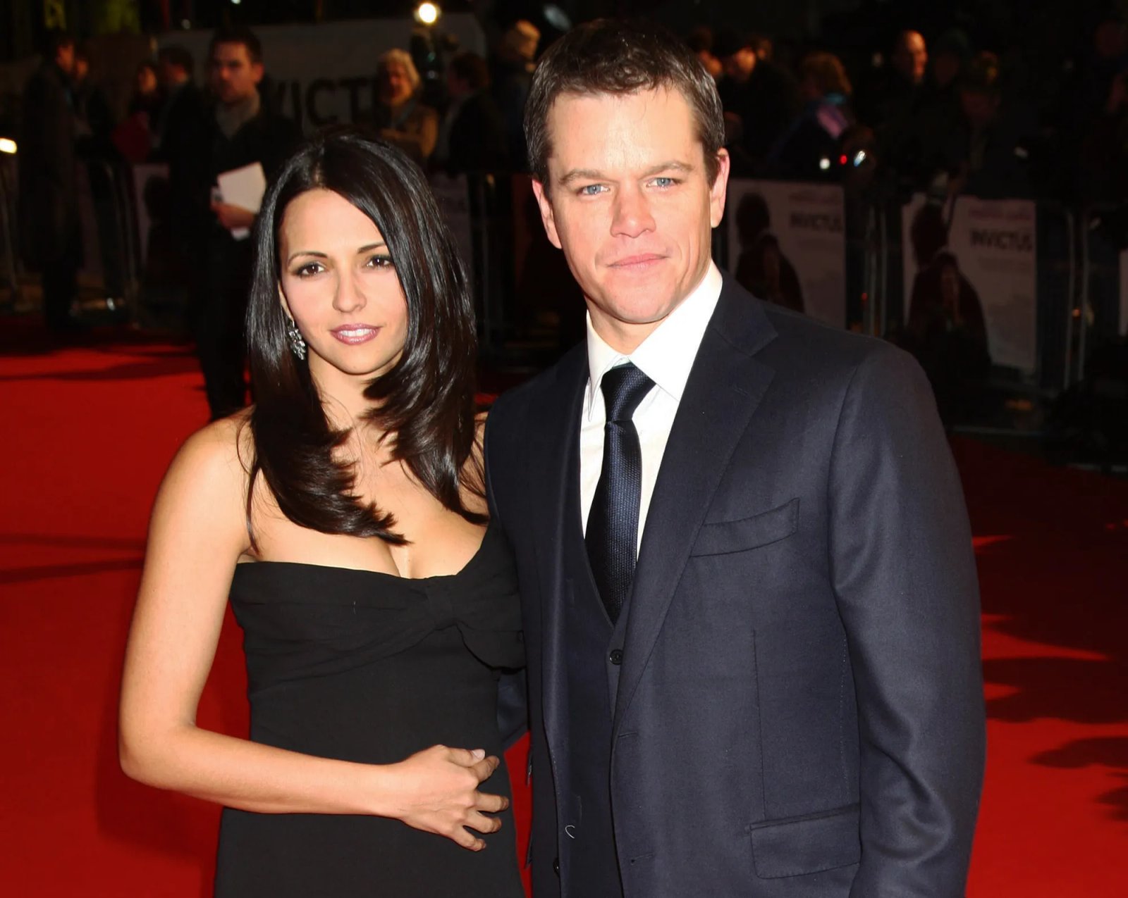 Matt Damon and Luciana Damon attend the UK premiere of Invictus held at The Odeon West End on January 31, 2010, in London, England.