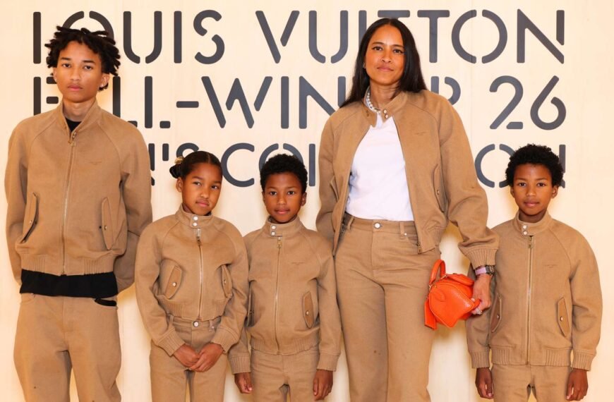 Helen Williams Shares a Heartwarming Moment with Pharrell and Their Four Kids in Matching Outfits at Paris Fashion Week