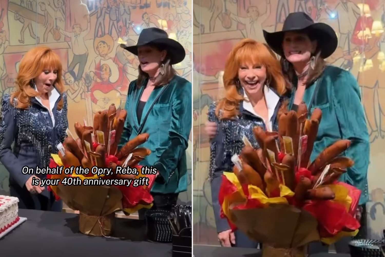Reba McEntire Celebrates 40 Years at the Grand Ole Opry with a Fun Surprise of Corn Dog Bouquets