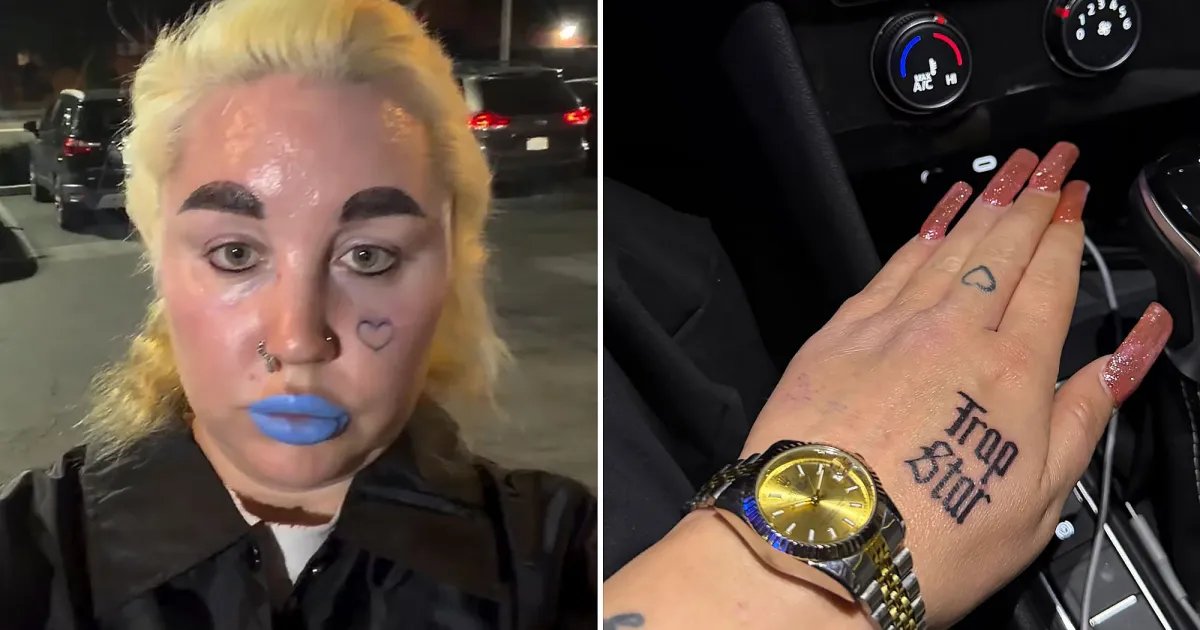 Amanda Bynes Debuts a New 'Trap Star' Hand Tattoo and Stylish Blue Lipstick
