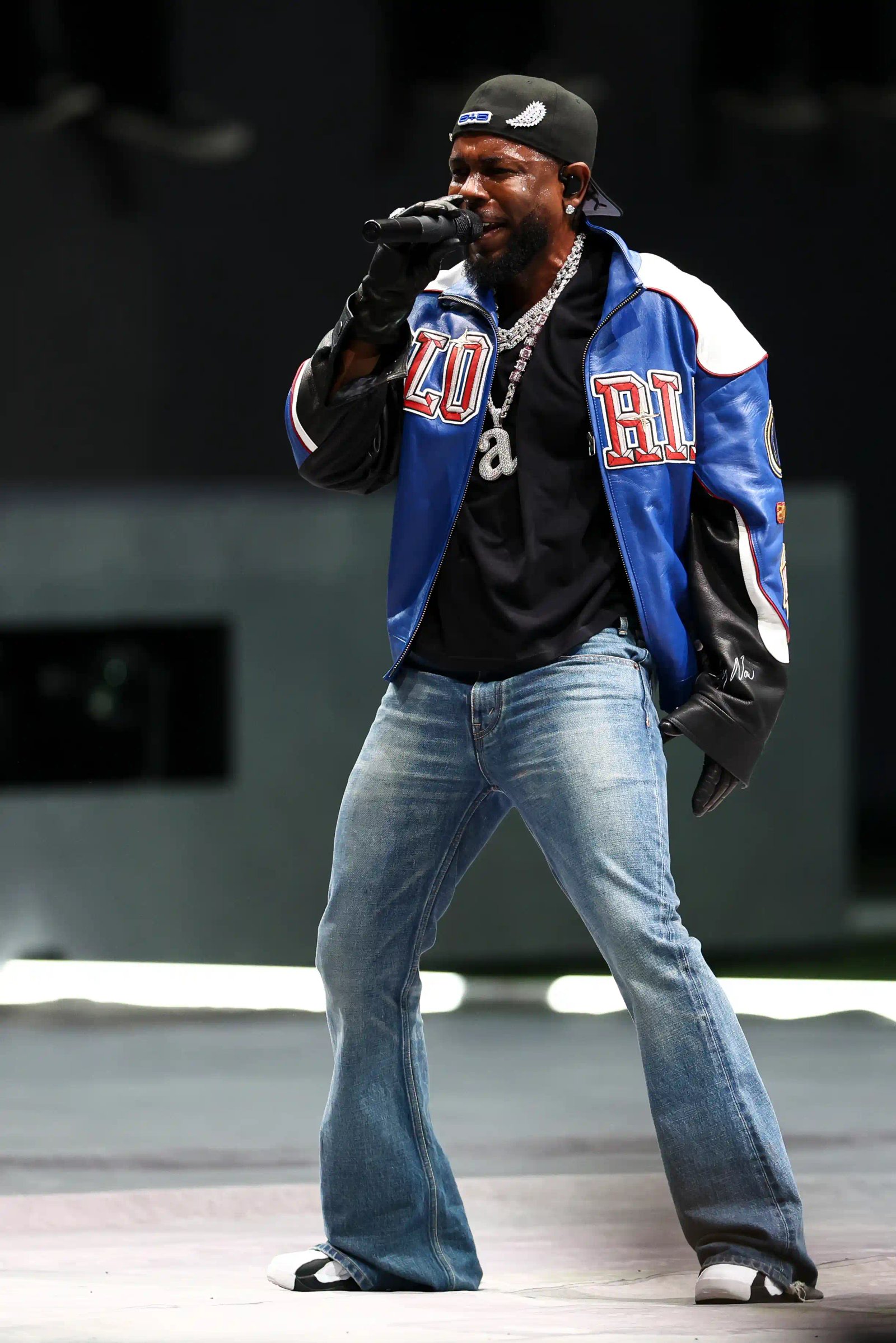 Kendrick Lamar performs in the Apple Music Halftime Show during Super Bowl LIX between the Philadelphia Eagles and the Kansas City Chiefs at Caesars Superdome on February 9, 2025 in New Orleans, Louisiana.