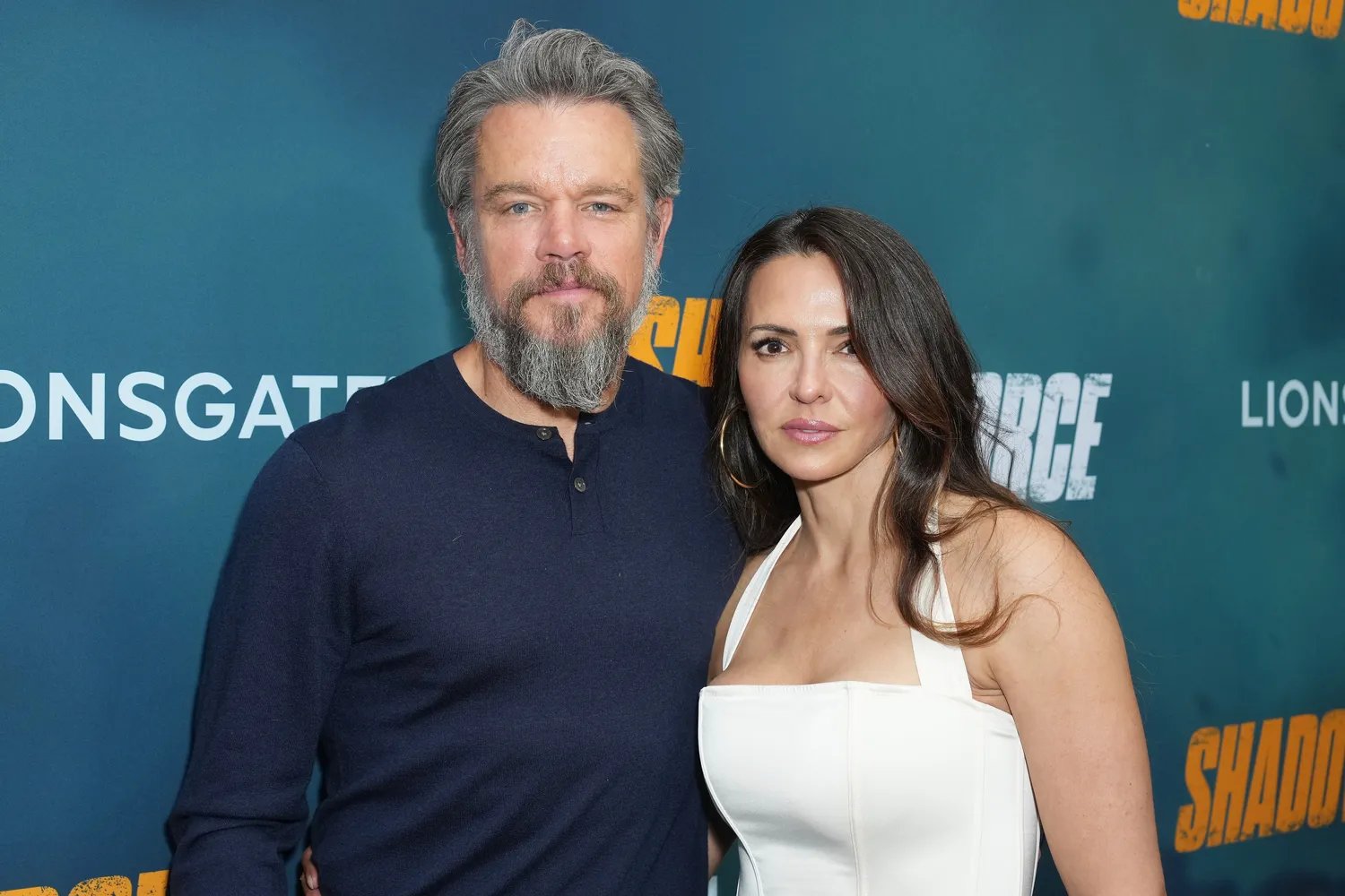 Matt Damon and Luciana Damon at the 'Shadow Force' premiere on May 1, 2025, in New York.