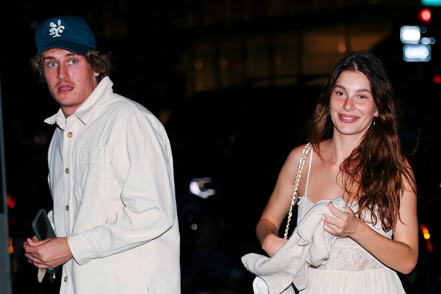 Cole Bennett and Camila Morrone on September 02, 2025 in New York City.