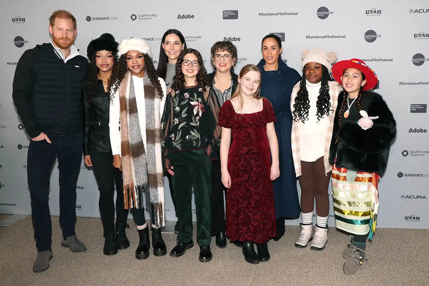 Nyah B, Nikki B, Nala B, Alysa Nahmias, Prince Harry, Meghan Duchess of Sussex, Shannon Elizabeth S, Celia K and Olive G 'Cookie Queens' Premiere, Park City, Utah, USA - 25 Jan 2026
