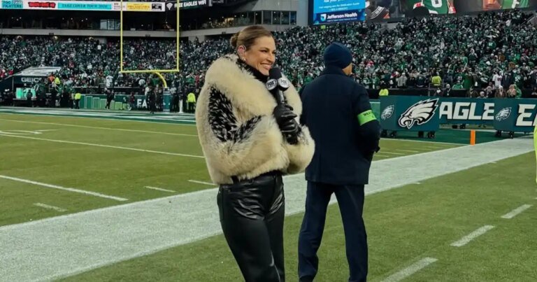 Erin Andrews Stuns in a Fur Coat at the NFC Championship Game Following Her Viral Moment