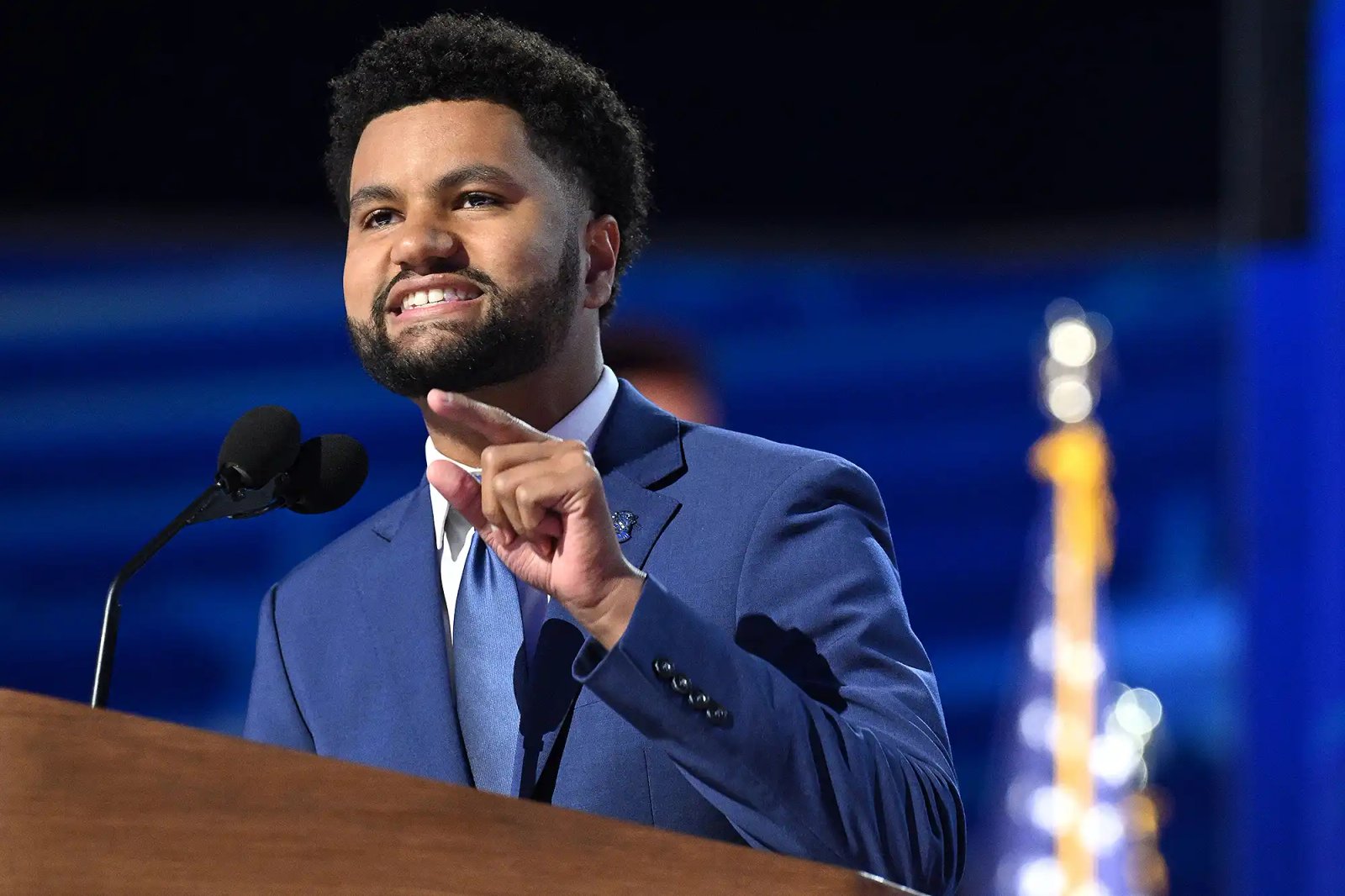 US Representative from Florida Maxwell Alejandro Frost speaks on the fourth and last day of the Democratic National Convention (DNC) at the United Center in Chicago, Illinois, on August 22, 2024.