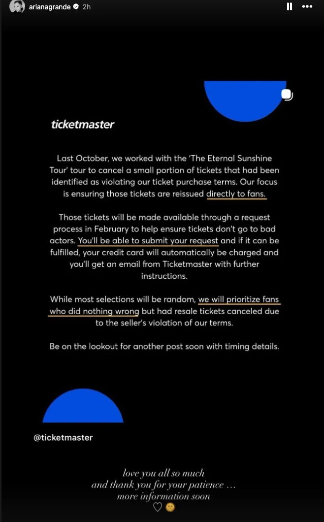 Ariana Grande on Instagram Stories.