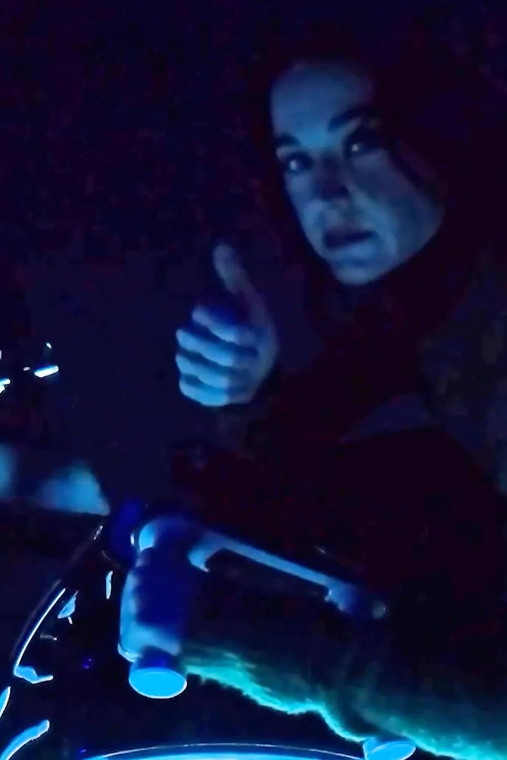 Katy Perry Attempts The Don't React Challenge While Riding Disneyland Shanghai Tron Coaster