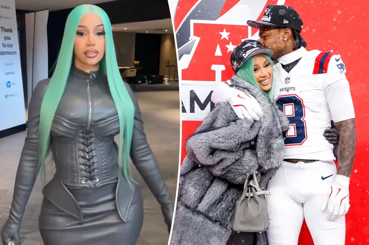 Cardi B Shows Her Support for Stefon Diggs in Stylish Leather at the Patriots Playoff Game